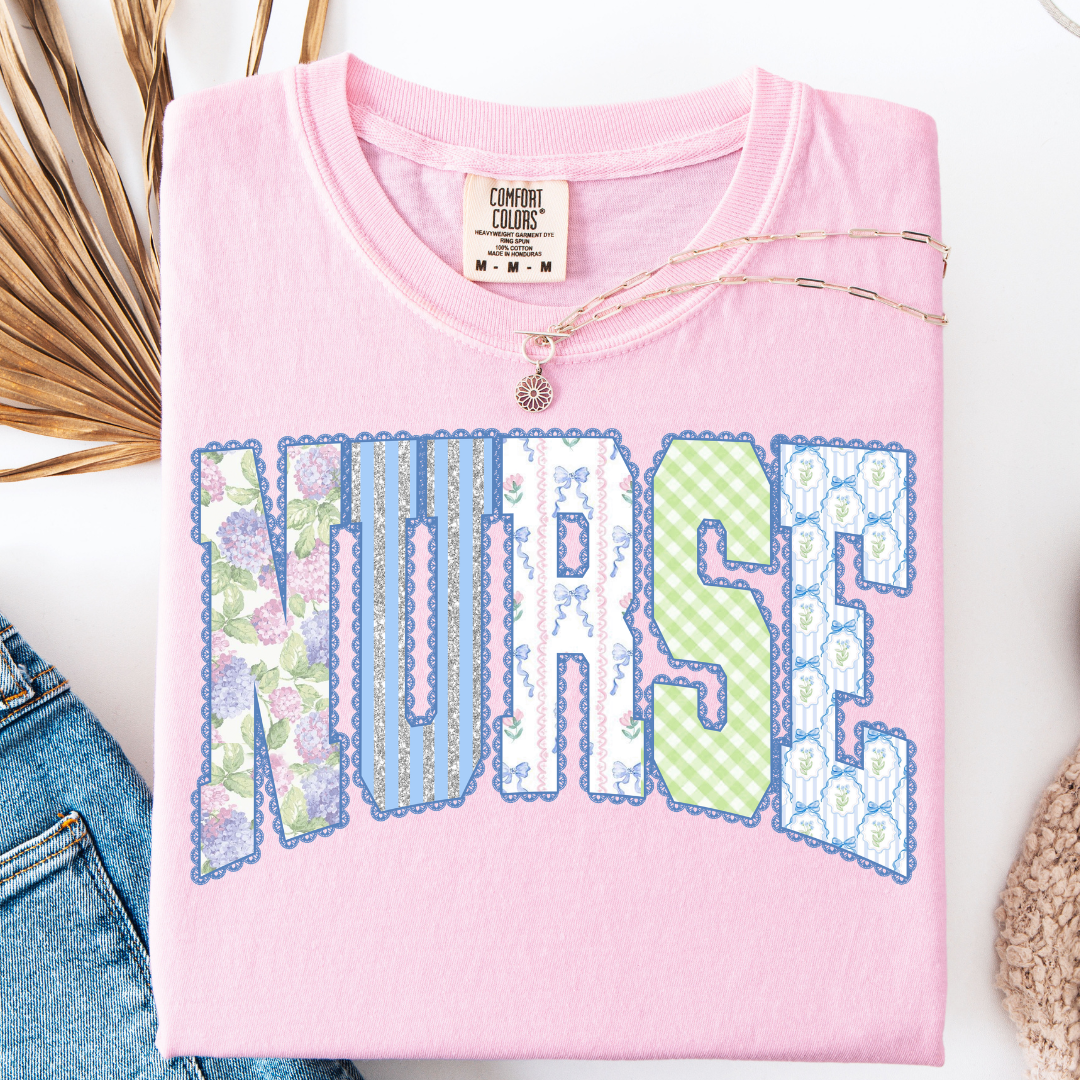 RETRO NURSE COQUETTE FLORAL T-SHIRT
