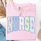 RETRO NURSE COQUETTE FLORAL T-SHIRT