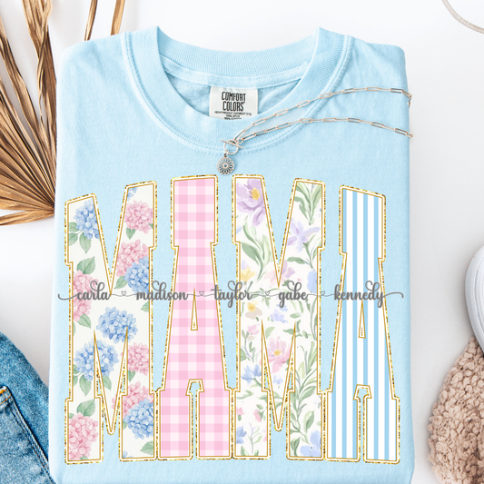 PERSONSONALIZED FLORAL MAMA T-SHIRT