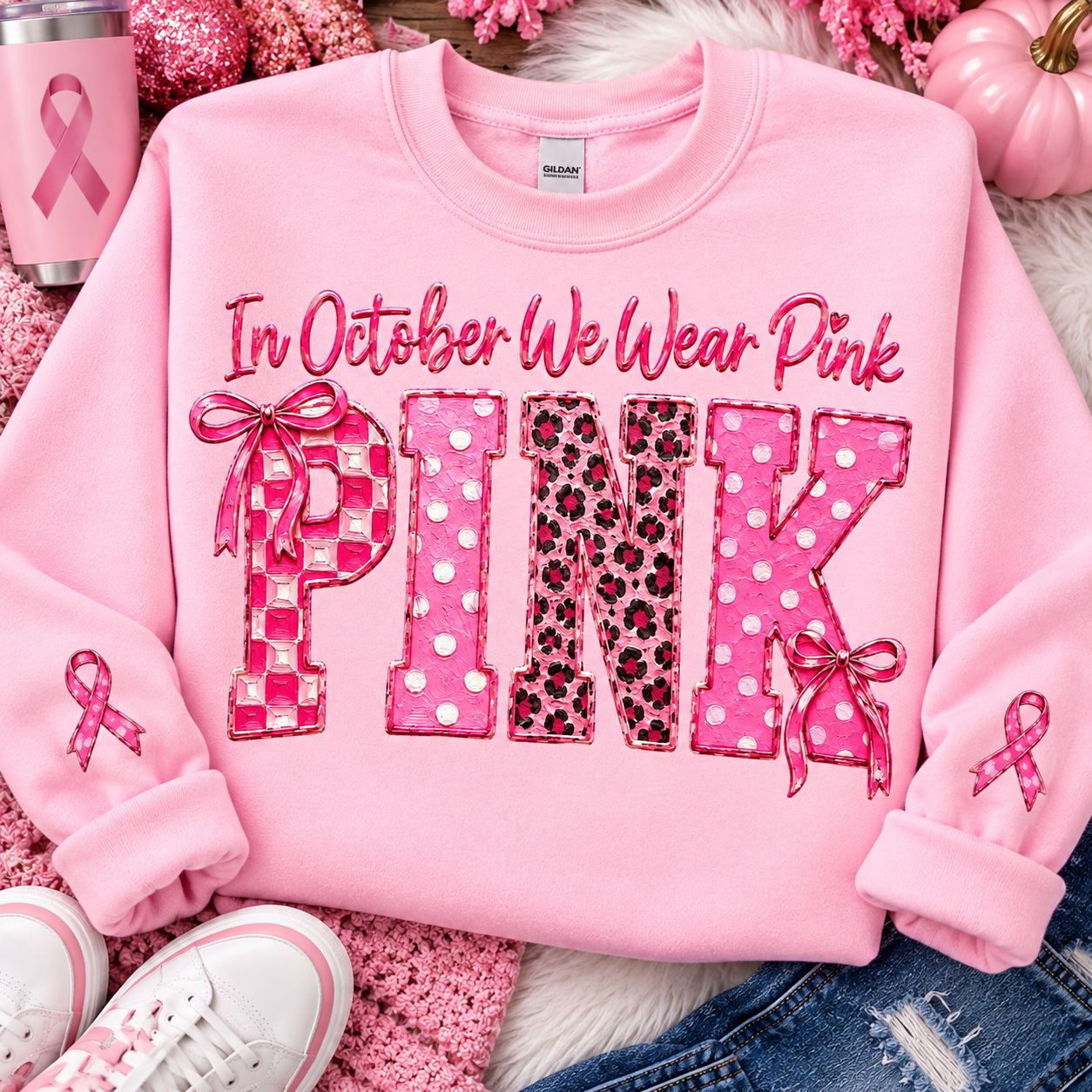 IN OCTOBER WE WEAR PINK SWEATSHIRT