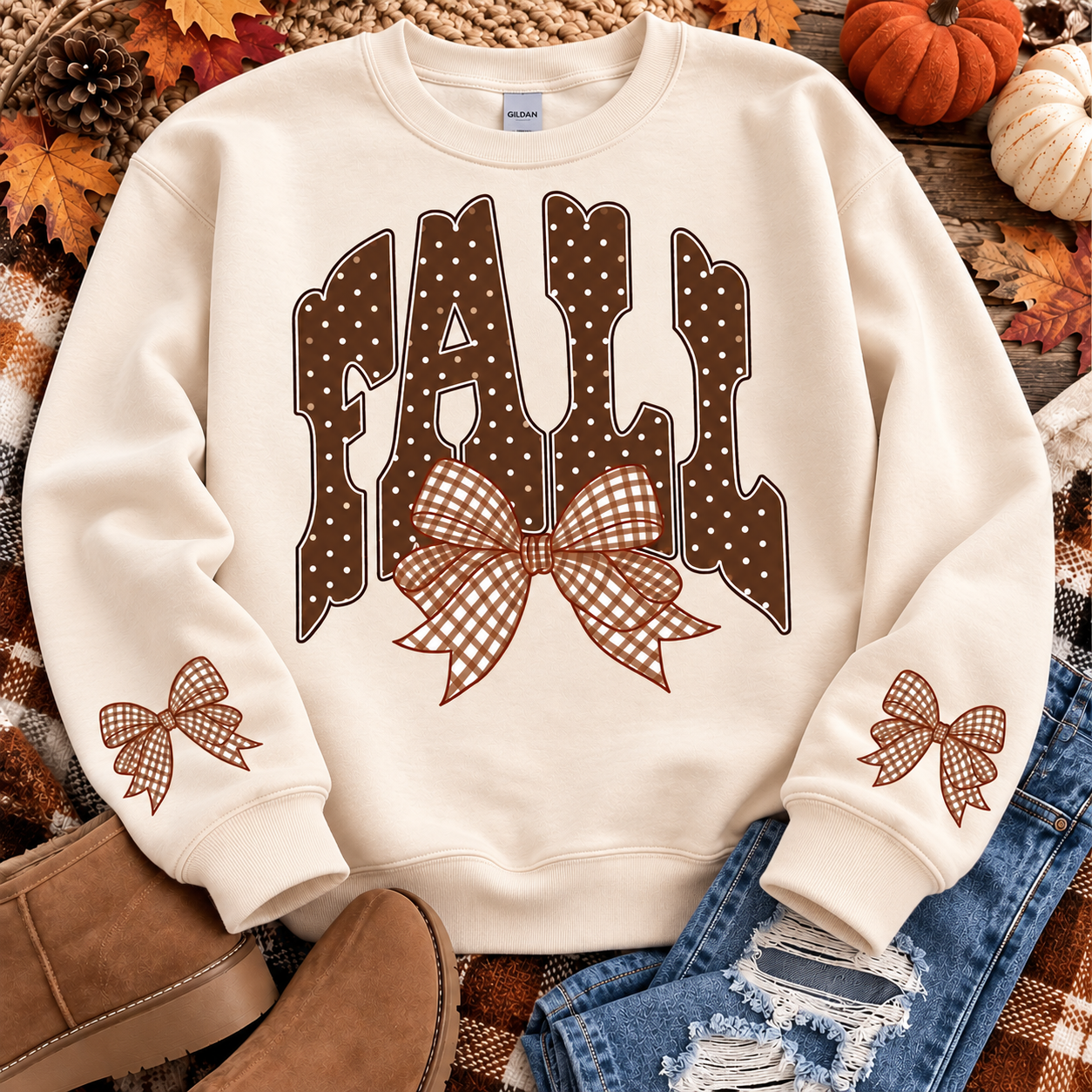 POLKA DOT FALL PRINT SWEATSHIRT