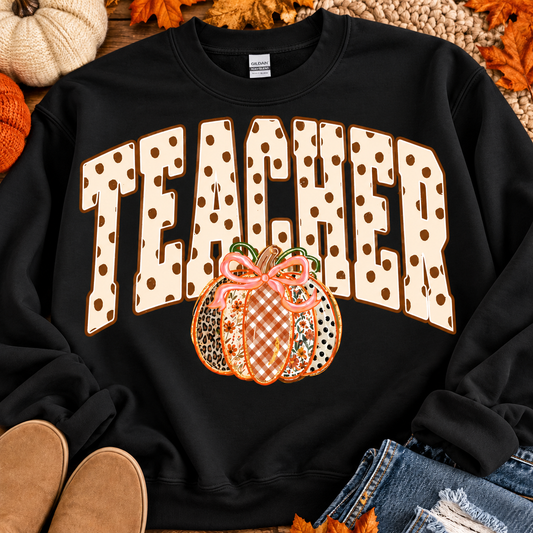 TEACHER POLKA DOT PRINT SWEATSHIRT