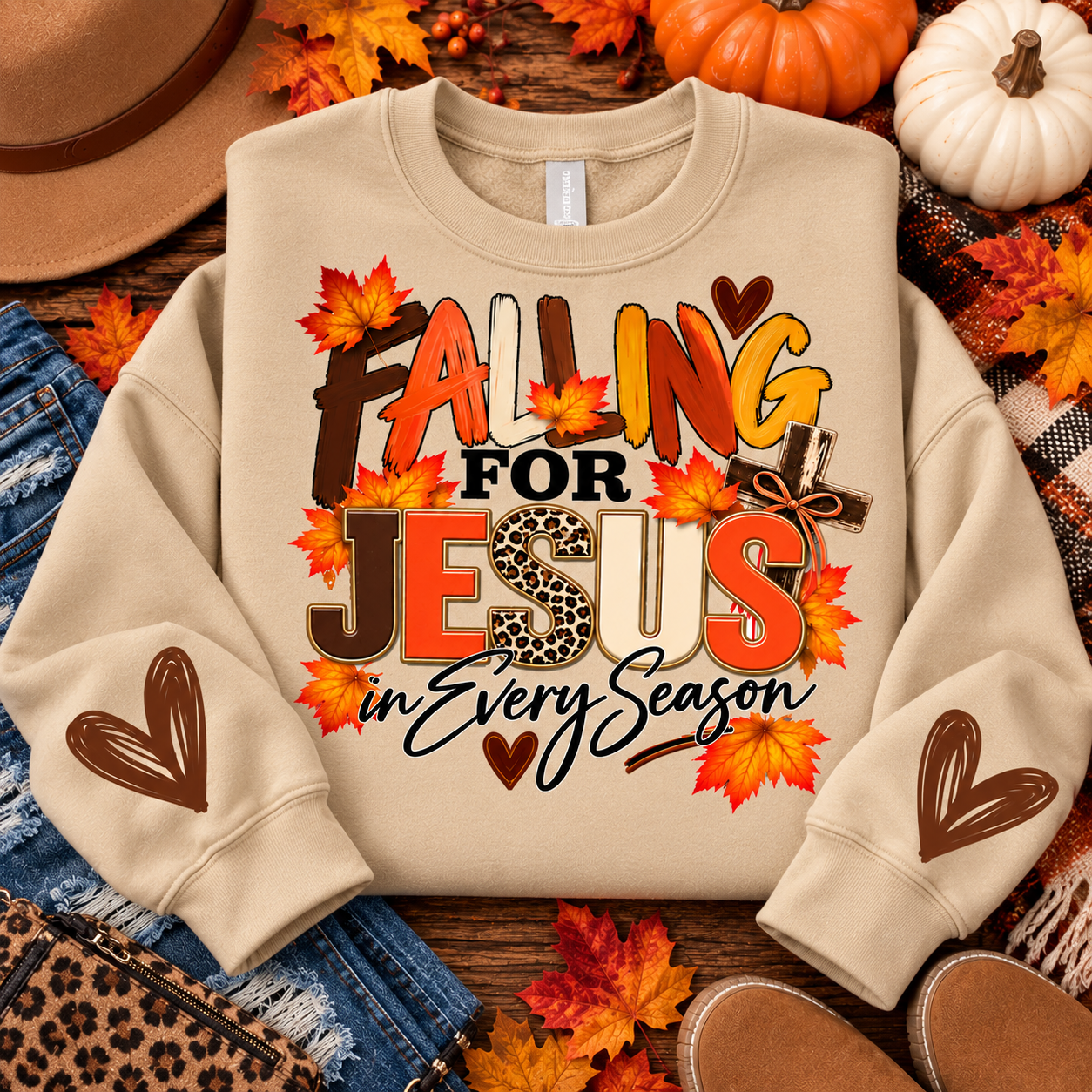 FALLING FOR JESUS IN EVERY SEASON SWEATSHIRT