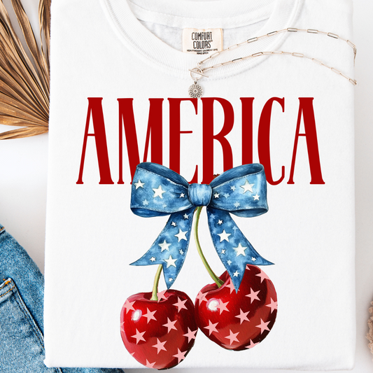 AMERICA CHERRIES T-SHIRT (FRONT ONLY)