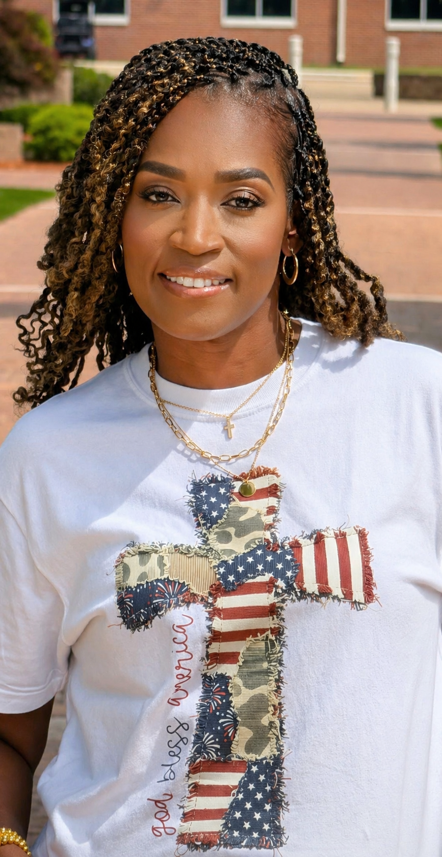 PATCHWORK AMERICA  CROSS T-SHIRT