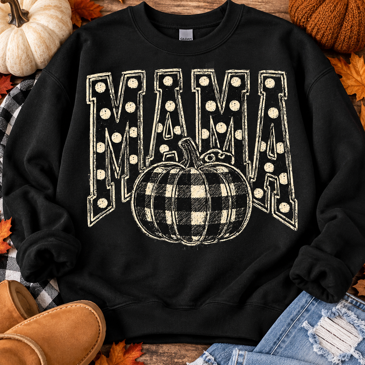 MAMA BUFFALO PLAID PRINT SWEATSHIRT