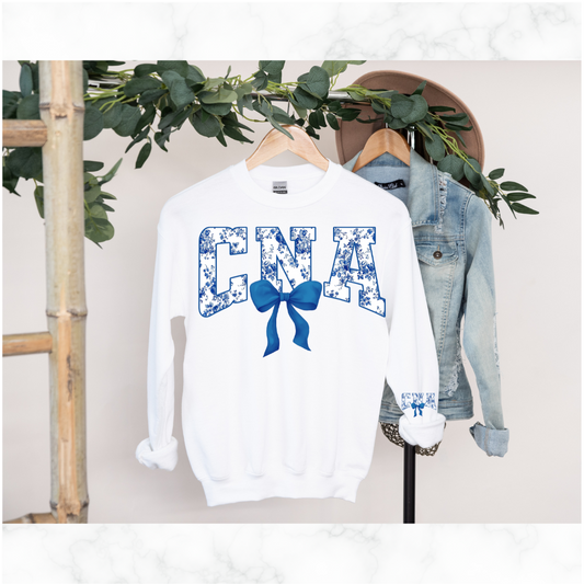 CNA FLORAL BLUE BOW SWEATSHIRT