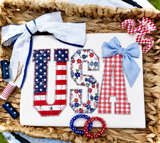 USA PREPPY BOW PATRIOTIC T-SHIRT