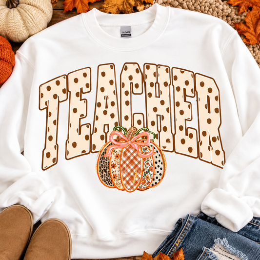 TEACHER POLKA DOT PRINT SWEATSHIRT