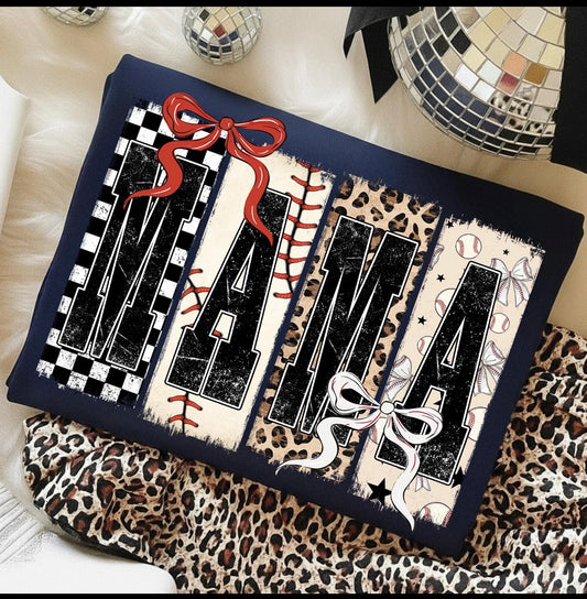 BASEBALL MAMA BOW T-SHIRT