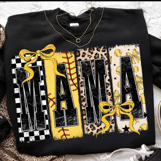 SOFTBALL PREPPY MAMA COQUETTE T-SHIRT