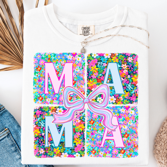 MAMA FLORAL BOW BOX T-SHIRT