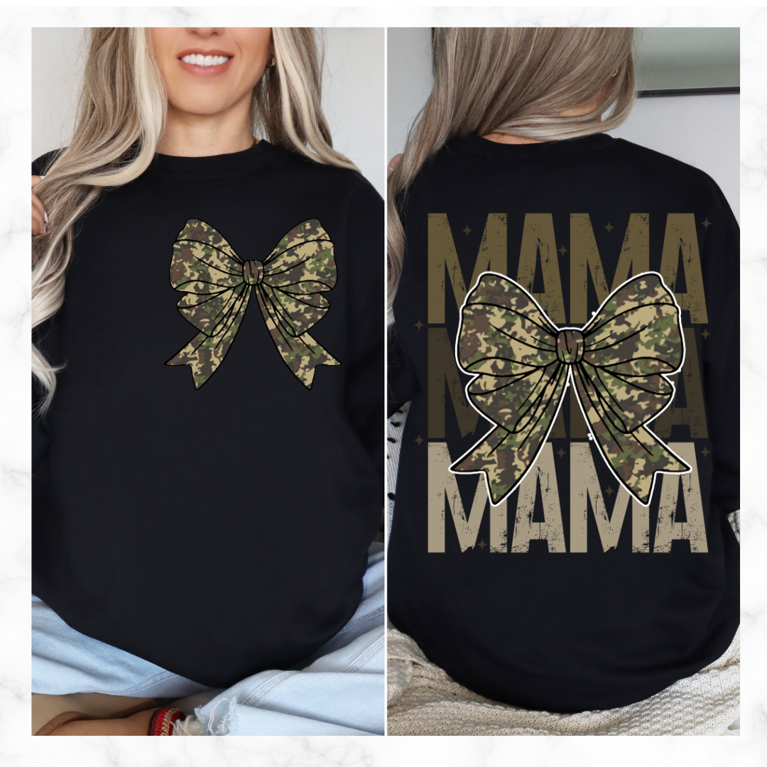 MAMA CAMOUFLAGE BOW SWEATSHIRT