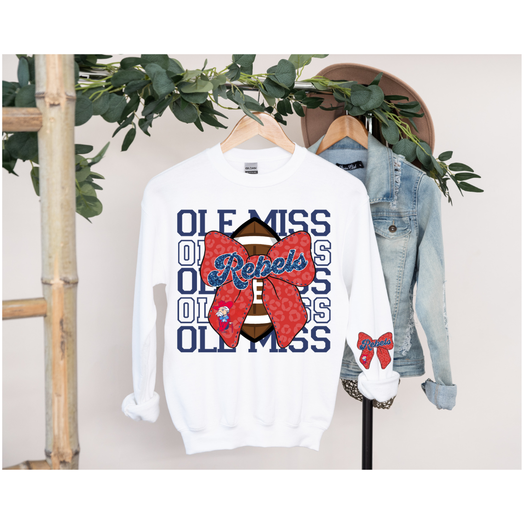 OLE MISS FOOTBALL BOW SWEATSHIRT