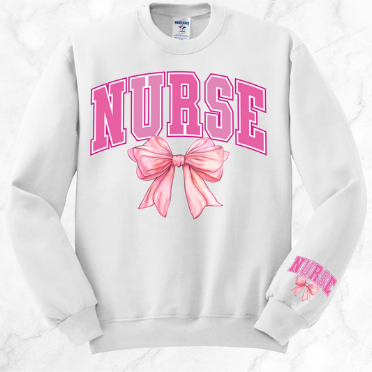NURSE PINK BOW SWEATSHIRT