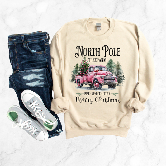 PINK TRUCK CHRISTMAS SWEATSHIRT