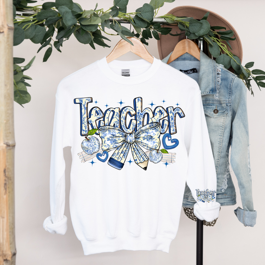 TEACHER CHINOISERIE COQUETTE BOW SWEATSHIRT