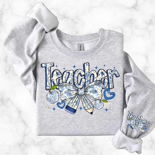 TEACHER CHINOISERIE COQUETTE BOW SWEATSHIRT