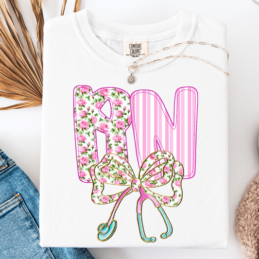 RN BOW STETHOSCOPE T-SHIRT